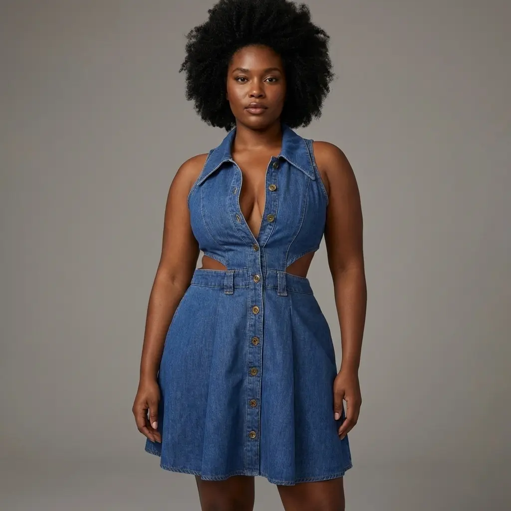 URBAN REVIVO Women's Denim Dress - Casual Sleeveless Cotton Blend Sundress with Cut-Out Shoulders, Above Knee Style for Going Out & Brunch Outfit Ideas, Dress Inspiration, Fashion, Basic, Fabric, Lady