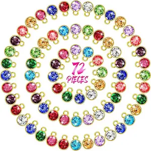 72pcs birthday stone pendants, DIY bead pendants, jewelry necklaces, bracelets, earrings, making holiday gifts