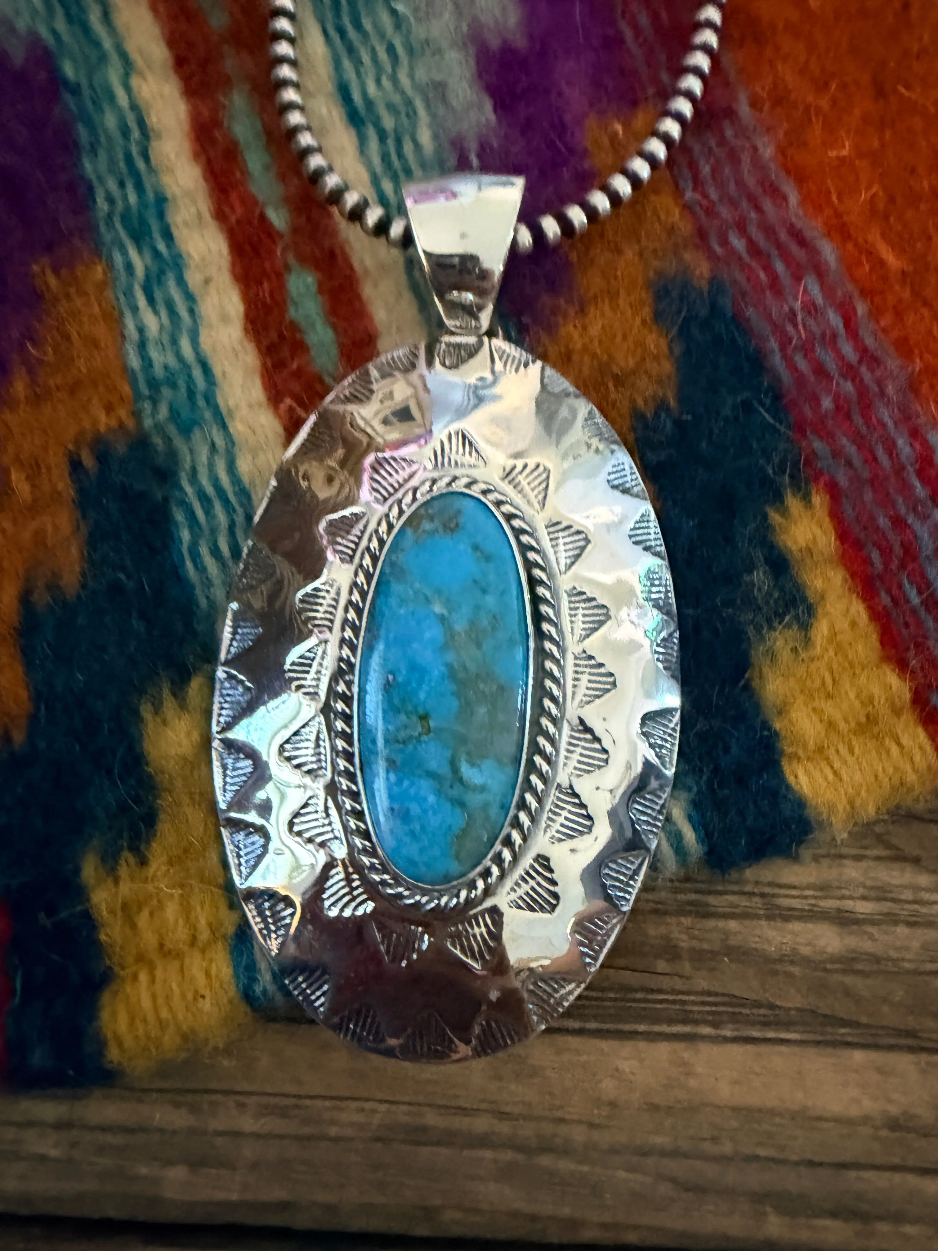 Handcrafted Turquoise and Sterling Silver Concho Pendant