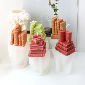 Creative Vintage Book Frame Candle Mold, Bookshelf Ornament, Study Decors Making Supplies, DIY Handmade Book Silicone Mold for Literary Style Plaster Epoxy Resin Craft