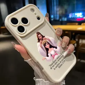 Phone Case for iPhone 17 Pro Max 16 15 14 Plus 13 12 Mini 11 XR X XS Air E Divine Crown Blessing Pattern Anti-Scratch Shockproof Soft Silicone Protective Cover Smartphone Casing Protection Cellphone