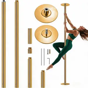 Professional Dancing Pole Kit, Heavy-Duty Steel Dance Pole, 85 to 108.5 inches to fit, Height Adjustable Removable Spinning Static Dual Mode, Portable Dance Equipment for Home, Studio, Gym and Stage Performance