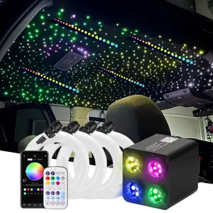 36W 4-Color Twinkle Fiber Optic Ceiling Kit, 1800 Pcs Starlight Headliner, 120 Pcs Colorful Shooting Stars, Interior LED Lights for Big Vehicles & Bedroom Starry Sky Design
