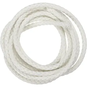 Braided Leather Cords, Round Leather Strap, Soft Jewelry Leather Rope for Jewelry Making, Tie Making, Necklaces (5mm, 2 Yard, White)
