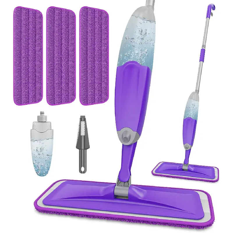 Spray Mops for Floor Cleaning: Wet Mop for Hardwood Tile Wood Laminate Vinyl - 3 Washable Microfiber Pads for Swiffer Powermop - Absorbs Pet Hair Dust