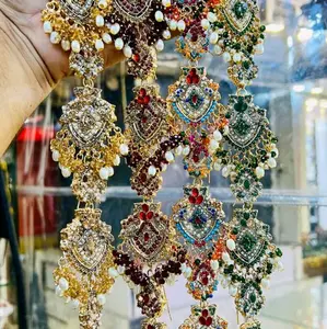 Kundan Paranda Vibrant Colors Hair Accessory for Indian Hairstyles Perfect for Special Occasions Sparkle Headpiece