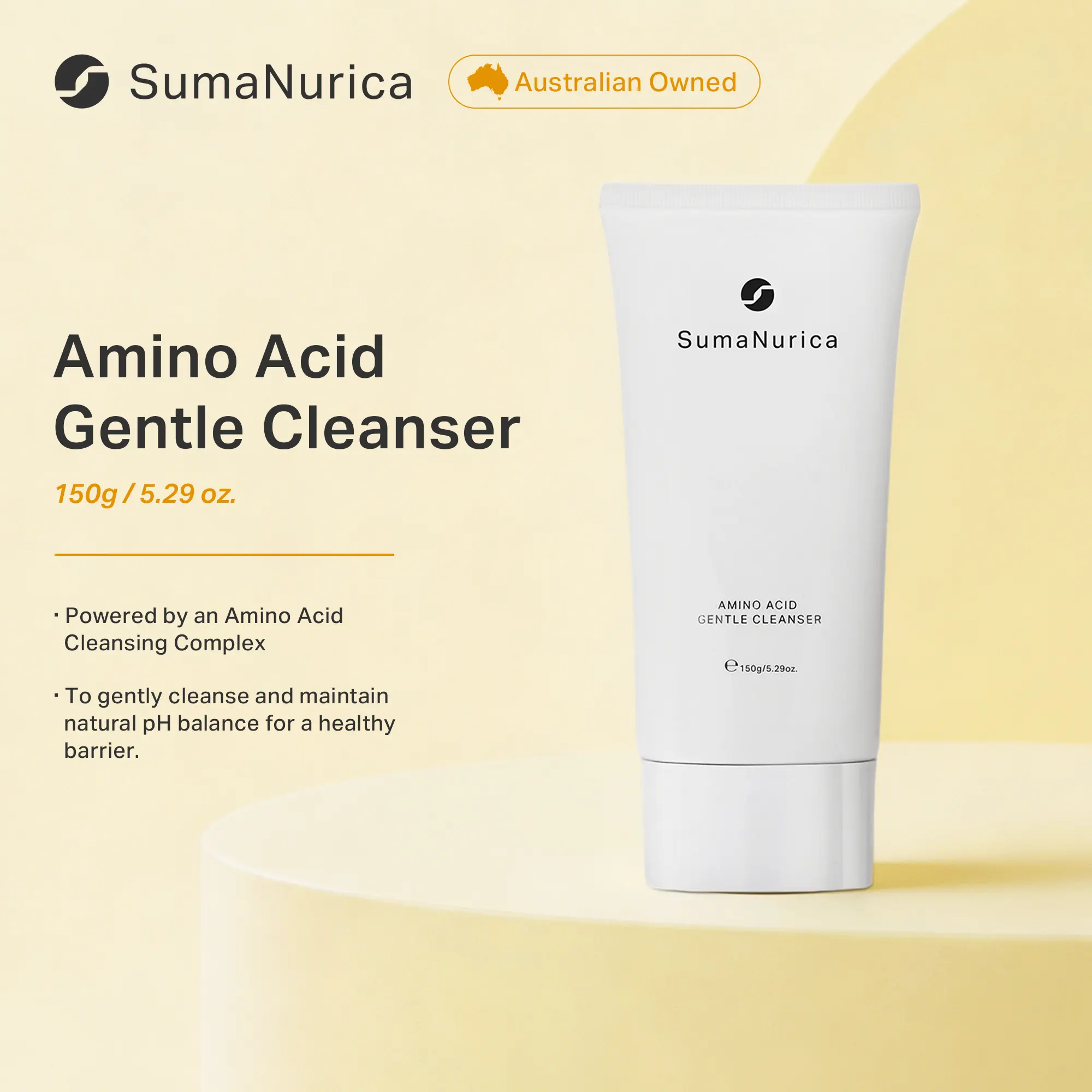 [SumaNurica] Amino Acid Gentle Cleanser– Gentle, pH-Balancing & Hydrating Cleanser for Sensitive Skin, Soft Creamy Lather
