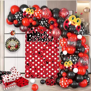 Ladybug Theme Balloon Arch Kit, Mixed Color Balloon Set, Balloon Party Supplies, Latex Balloon for Birthday Party Baby Shower Garden Celebration Decoration, Balloon Garland, Balloon Decorations Kit