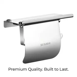 304 Stainless Steel Bathroom Paper Towel Holder with Wall-Mounted Phone Stand-Rust-Proof, Space-Saving, and Durable