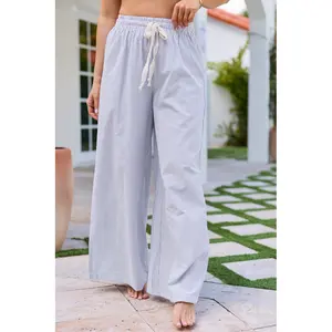 Mia White Black Pinstriped Pull-On Pants