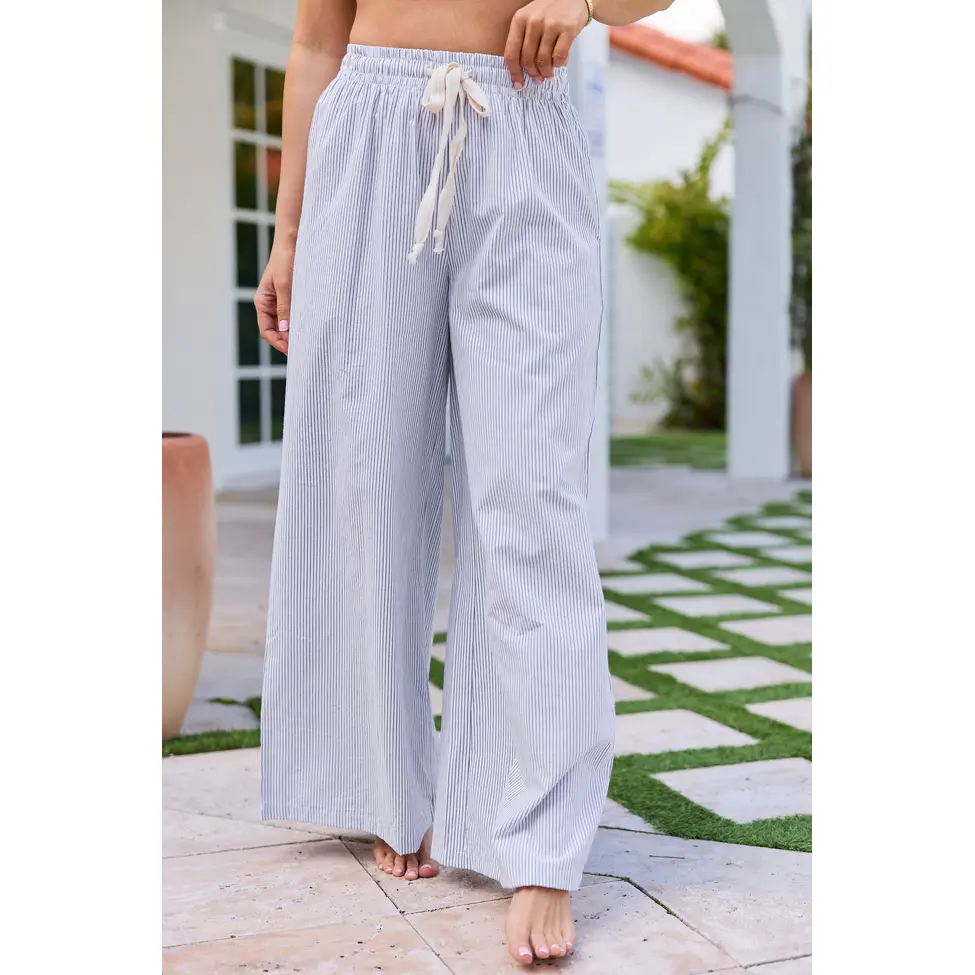 Mia White Black Pinstriped Pull-On Pants SALE