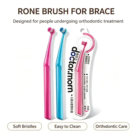 Adult Round Head Toothbrush - 0.1mm Ultra Soft PBT Bristles, 50g Unscented Oral Care Supplies, At Home Dental & Gentle Orthodontic Care Daily Grooming