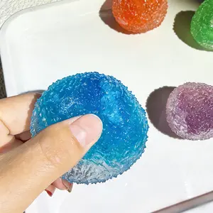 Novelty Ice Crack Mochi Squishy Ball, Clear Crystal Cold Touch TPR Toy, Crunchy Sound ASMR Sensory Fidget for Kids Adults & Gift Giving