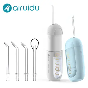 [Gift]Airuidu CF560 Rechargeable Portable Water Flosser - Pull-down removable water tank - 4 Nozzles-80-Day Battery Life- 360° without blind spots - IPX7 Waterproof - Oral Irrigator