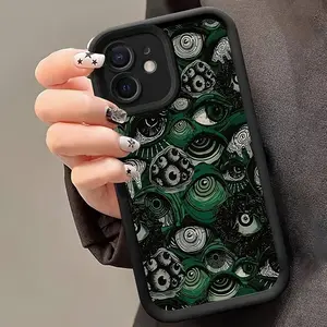 Phone Case: Green Abstract Eye Shock-Absorbing Black Matte Full-Coverage Drop-Proof Phone Case, Suitable for Apple 15 PRO MAX/15 PLUS/15 PRO/15/14 PRO MAX/14 PLUS/14 PRO/14/13 PRO MAX/13 PRO/13/12 PRO MAX/12 PRO/12/11 PRO MAX/11 PRO/11/XS
