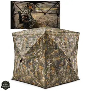 Hunting Blind 270°See Through with Carrying Bag for Turkey Hunting, Pop Up Ground Blinds, Portable Resilient Hunting Tent
