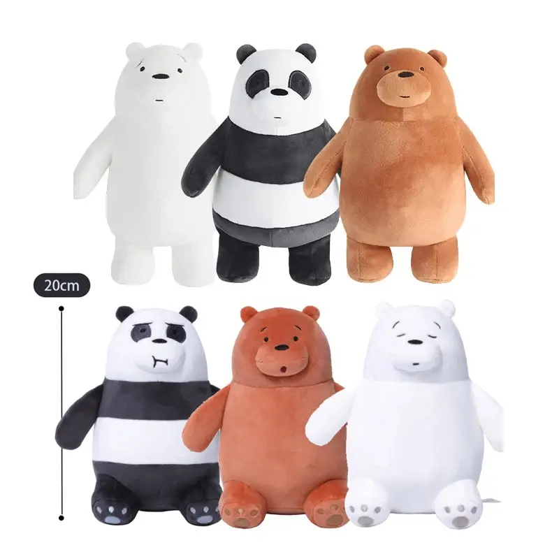 We Bare Bears Plush Toy Sitting Vs Standing Grizzly Panda IceBear Cartoon Stuffed Animal Toys Doll For Kid Gift