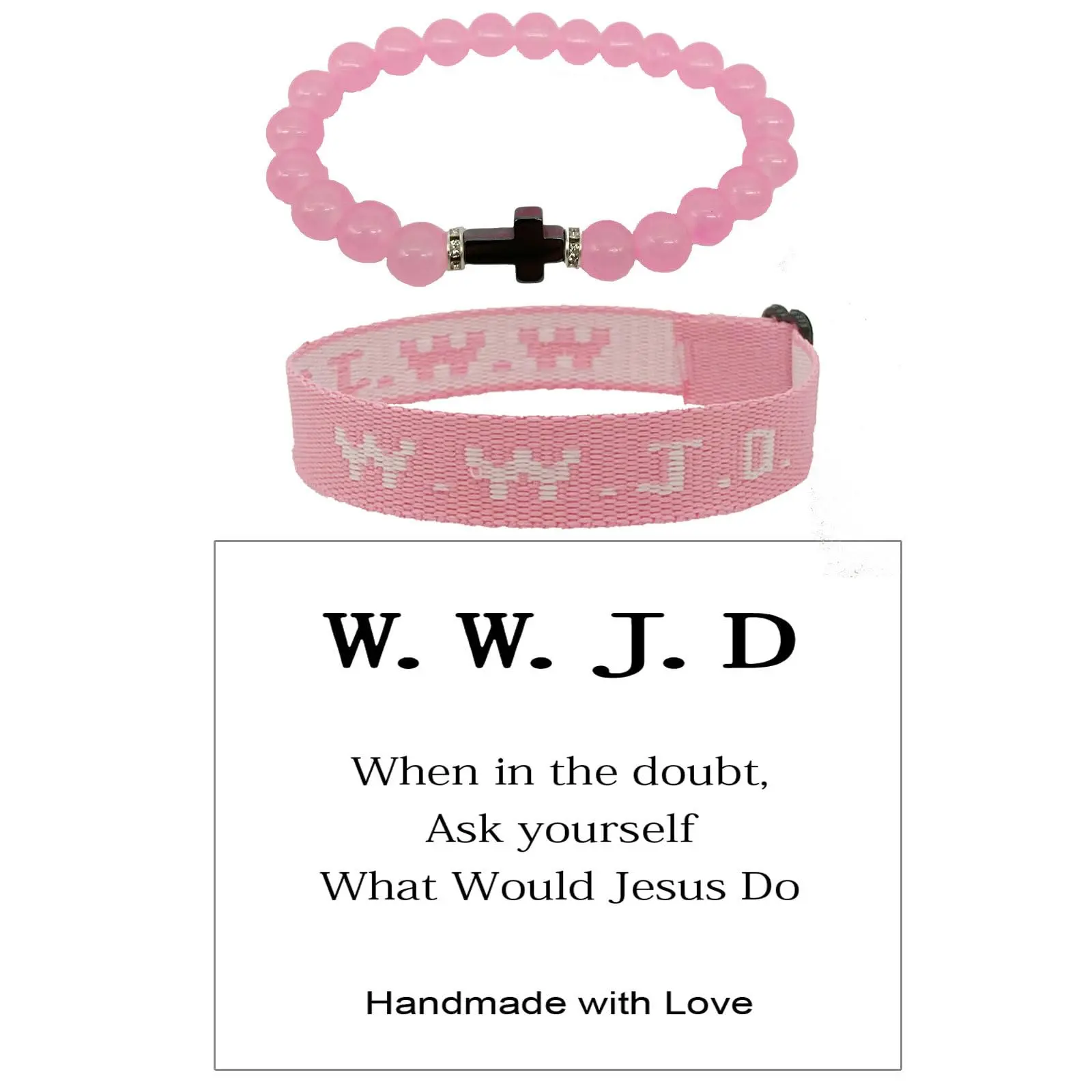 WWJD Bracelets - Christian Cross Gifts for Couples with Matching Letter Braided Rope Beads - Inspirational Religious Friendship Gift for Men and Women