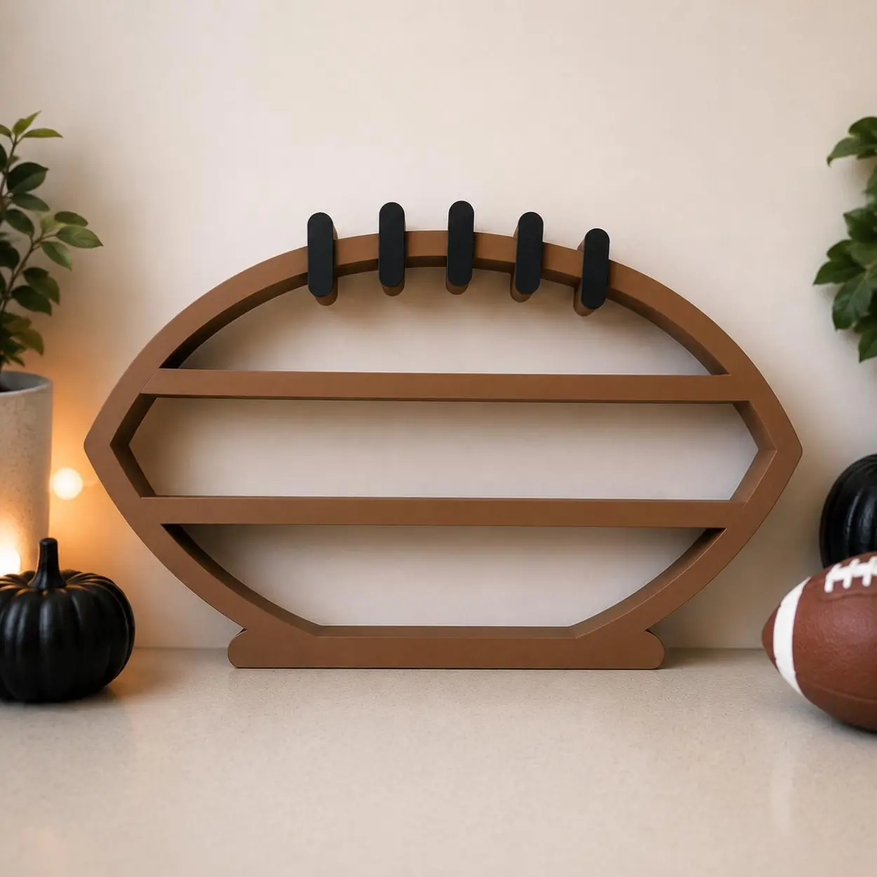 Football Shelf - 3D Printed Football Shaped Display Shelf for Sports Room Decor, Man Cave