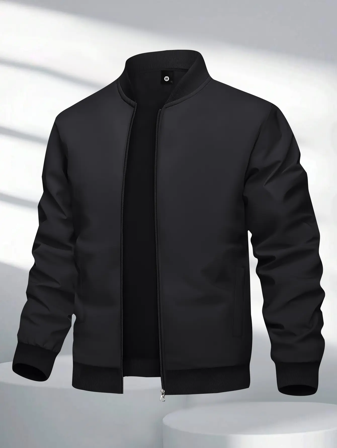 Men's Jacket Spring and Autumn New Sports Coat Baseball Collar Flight Jacket Casual Outdoor Running Jacket Fashionable Retro Zip-Up Cardigan Simple Solid Color Basic Style with Pockets Men's Baseball Jacket