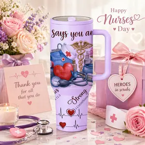 1 Pc 40oz Insulated Stainless Steel Mug, Double Wall Vacuum Cup, Leak Proof Thermal Mug, Keeps Hot 12h Cold 24h, Nurse Appreciation Gift, You Are Appreciated Design, Heart Stethoscope Print, Holiday Gift for Women Men, Insulated Drinkware, Tumbler