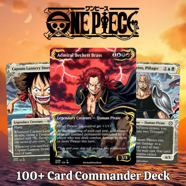 mtg pirate deck commander Proxy 100+ Card – One Piece Adventure Theme Ready to Play Perfect Gift for MTG Fans, Players and Collectors 🏴‍☠️ PIRATE DECKBOX MTG MAGIC