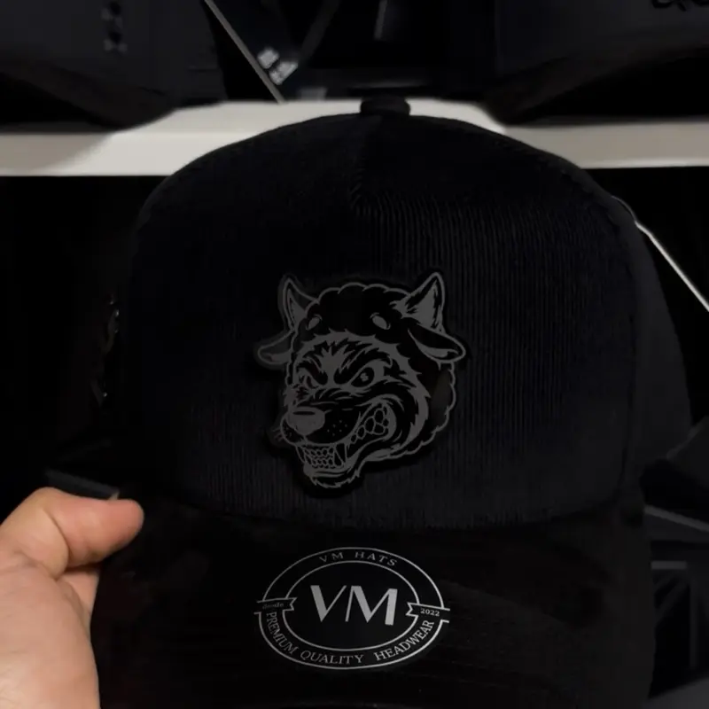 El lobo malo hats black sude and corduroy SnapBack for man El lobo malo hats black sude and corduroy SnapBack for man