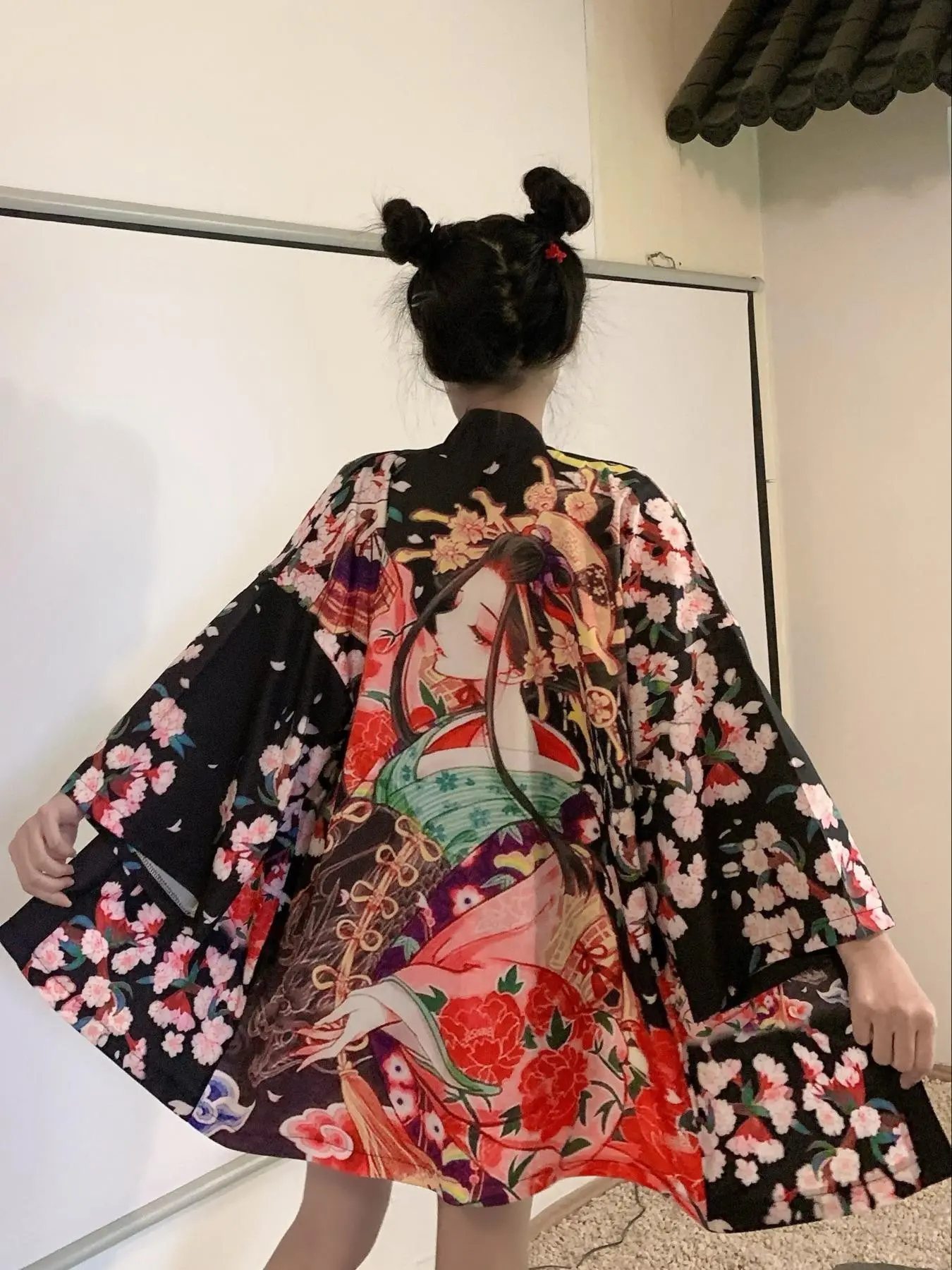 Beach Vacation Casual Outdoor Hoodie Kimono Cardigan, Japanese Street Cosplay Cute Girls Lightweight Sun Protection Jacket, Loose Fit Travel Shawl Coat