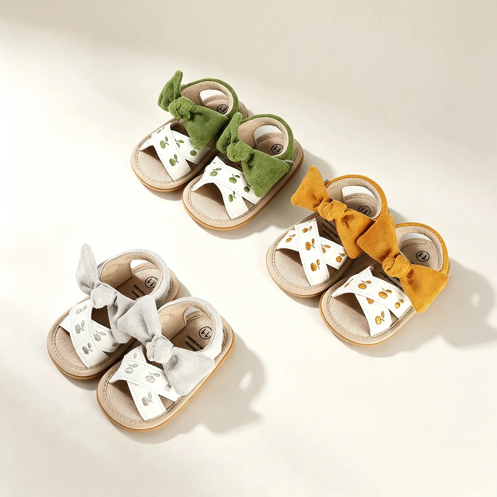 Baby Girls Summer Sandals Cute Apple Embroidery Flat Shoes Non-Slip Sole Infant First Walker Shoes