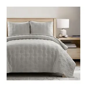 Lush Decor Hexagon Honeycomb Texture Cotton Quilt Set- K/Cal