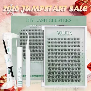 YOULUCK Natural Lash Clusters Kit with Ultra-Thin Band Bond & Seal Long-Lasting Individual Lashes for Girls Makeup Kit Waterproof & Lightweight