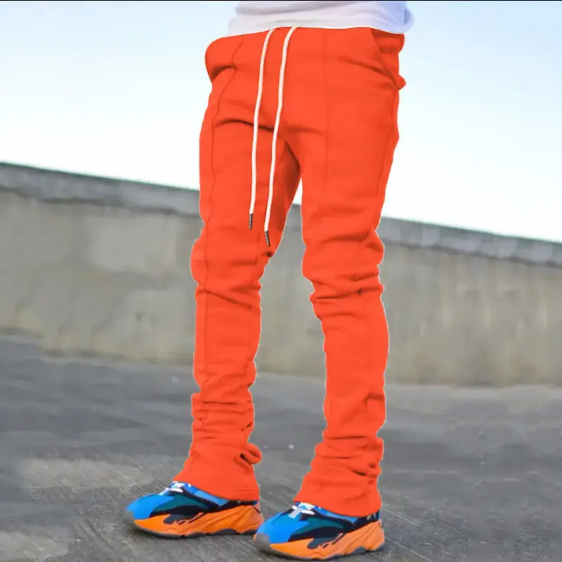 Men's Casual Pants 2024 Summer Solid Color New Design Custom Flare Sweat Pants Street Wear Men Pile Up Stacked Pants For Men Menswear Trouser