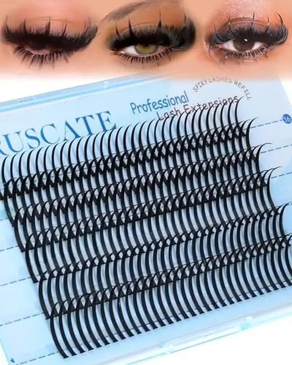 CORUSCATE Lash Clusters Spikes 16mm-22mm Lash Spikes Fairy Eyelash Spiky | Lashes with Spike Dramatic Individual Mega Volume Spiky Eyelash Clusters Cat Eye Full Glam Look DIY Lash Extension Supply