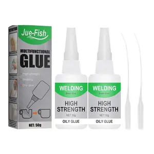 Jue-Fish Welding High-Strength Oily Glue - 50 Gram Ceramic Glue for Porcelain and Pottery Repair, Waterproof, No Smell, Temperature Resistant, for Shoes, Metal, Plastic, Wood, Leather, Glass, DIY