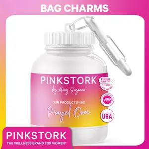 Pink Stork Collectible Jar with Hook - Bag Charm Key Chain, Travel Storage Bottle, Prayed Over Home Organizer for Women