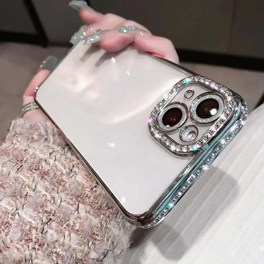 Luxurious Rhinestone Glitter Smartphone Case - Handheld Cellphone Protection for iPhone 12 Pro Max, 13, 14, 15, 16, 14-16 Plus Devices, Casing, Accessories