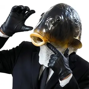 halloween accessory whimsical design mask,Realistic Animal Fish Mask - Halloween costume and fun full head latex mask cosplay helmet fish face costume party props