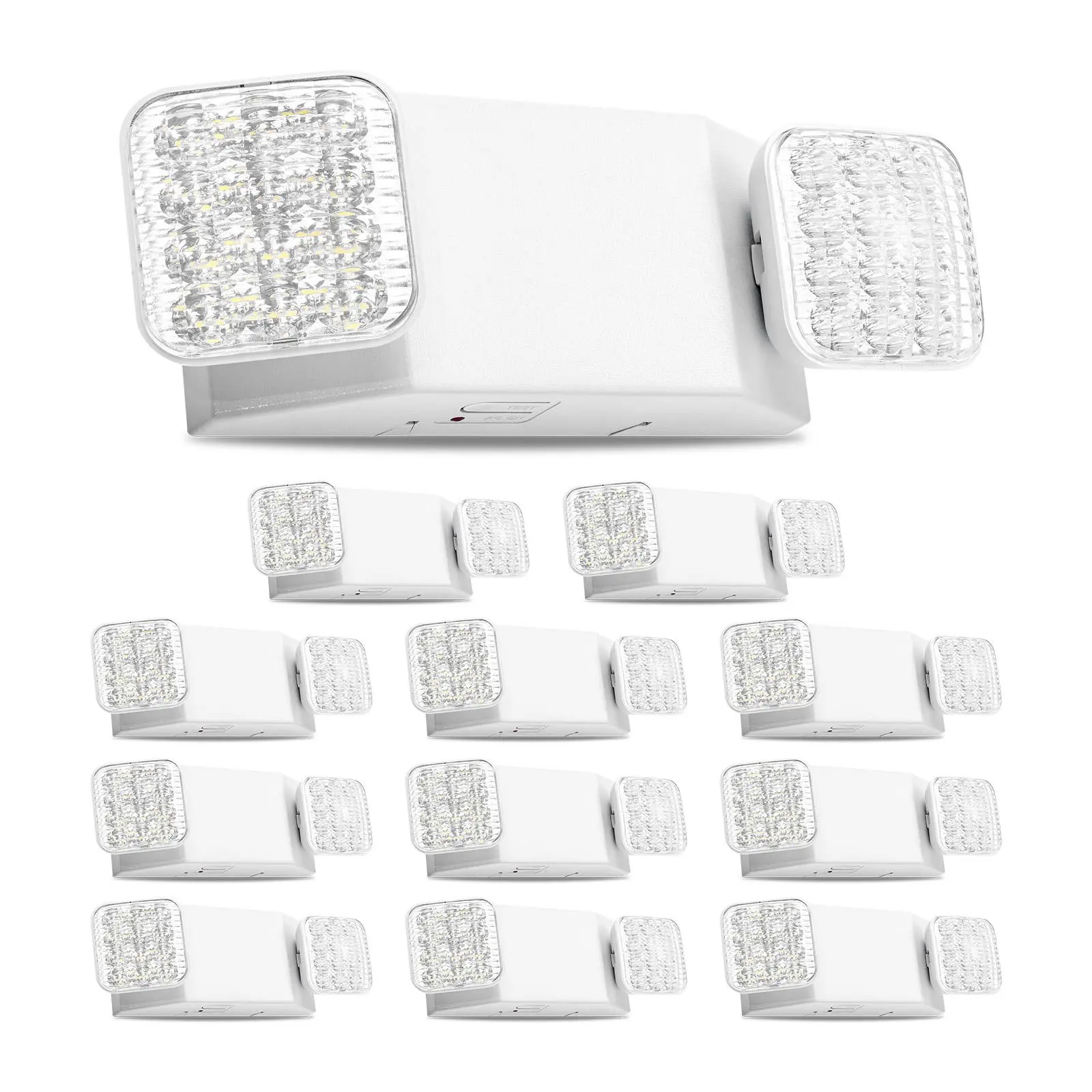 【Backtoschool】VEVOR 12 Pack Emergency Lights for Business, with Battery Backup, Commercial LED Emergency Exit Lighting Fixtures, AC 120/277V, with Two Square Head Adjustable, 90-Minute Backup, for Business, White