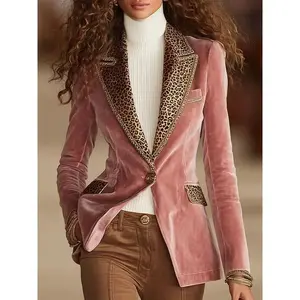 2025 new long-sleeved solid color patchwork lace gold velvet jacket parijan outfits