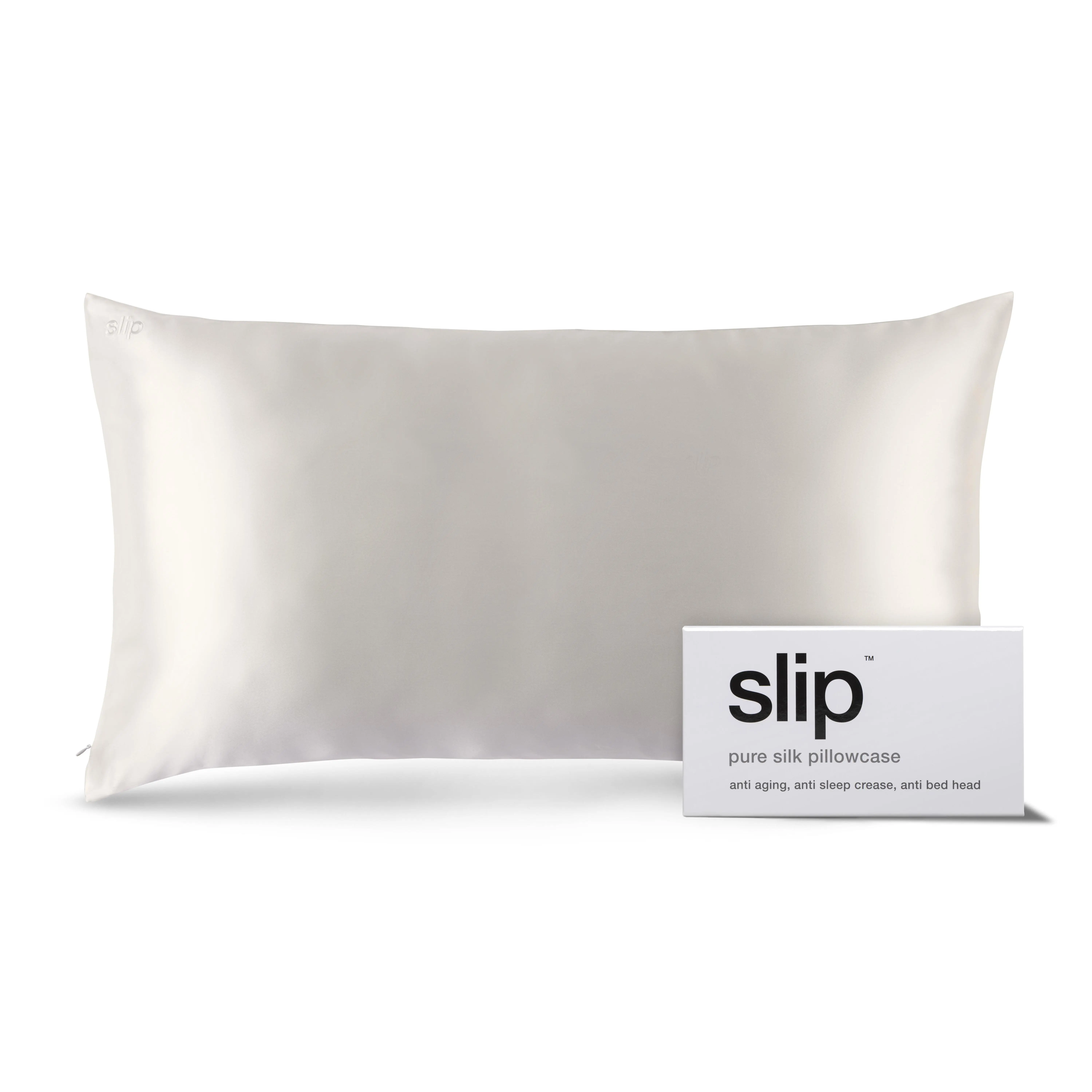Slip Silk Pillowcase | King Size, Zippered Closure | White | 100% Pure Mulberry Silk | Anti-Aging, Anti-Sleep Crease, Anti-Bed Head | Designed to be gentle on Skin & Hair, Luxury Sleep Essential