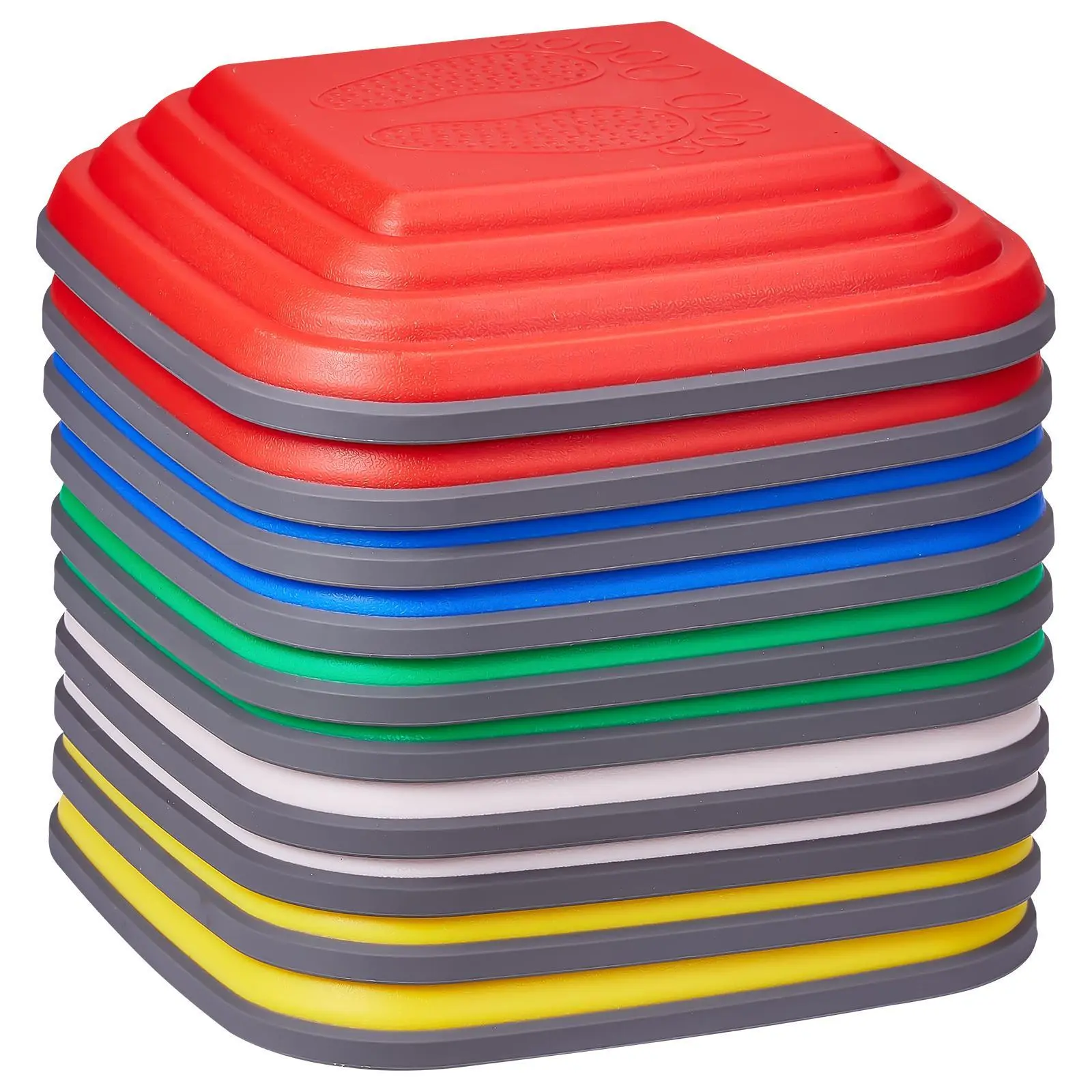 【SummerFinds】VEVOR 10 PCS Geometric Silicone Balance Stepping Stones for Kids, 4mm Thick PP Plastic, 220 lbs Capacity, Portable Non-Slip Vibrant Sensory Toys, Playroom Obstacle Course, Built to Last, Easy Storage, Children Development (Ages 3,6-8)
