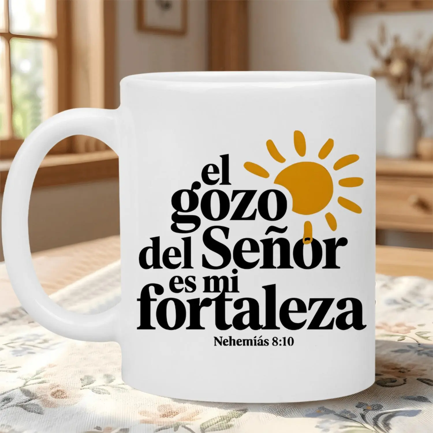 'The Lord'S Joy Is My Strength Nehemiah 8:10' 11Oz Ceramic Mug | Spanish Bible Verse Design, Dishwasher Safe, Great Religious Gift for Spanish Christians,