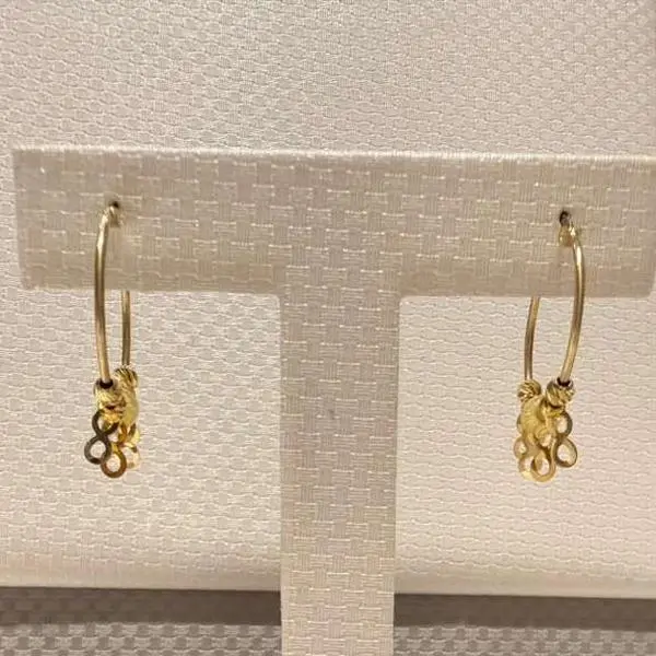 14K Gold Shimmering Infinity Dangle Hoops.