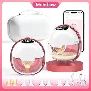 2 Pack Hands Free Breast Pump Strong Suction Power Electric Breast Pump Smart App Control Wearable Pump Leakproof 4 Modes 15 Suction Levels momme breastpump
