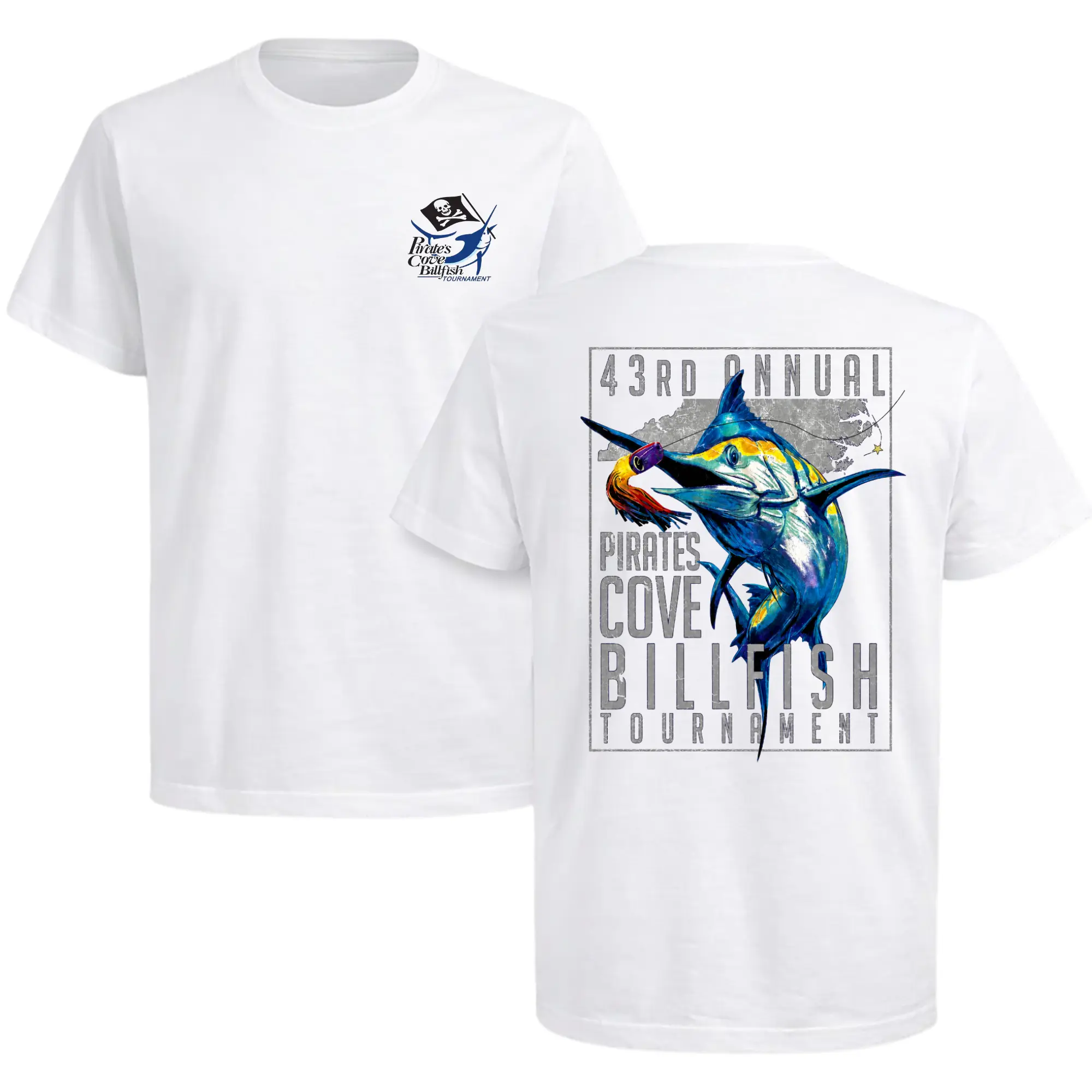 43rd Annual Pirate's Cove Billfish Tournament T-Shirt, Marlin Fishing Graphic Tee, Offshore Fishing Gift