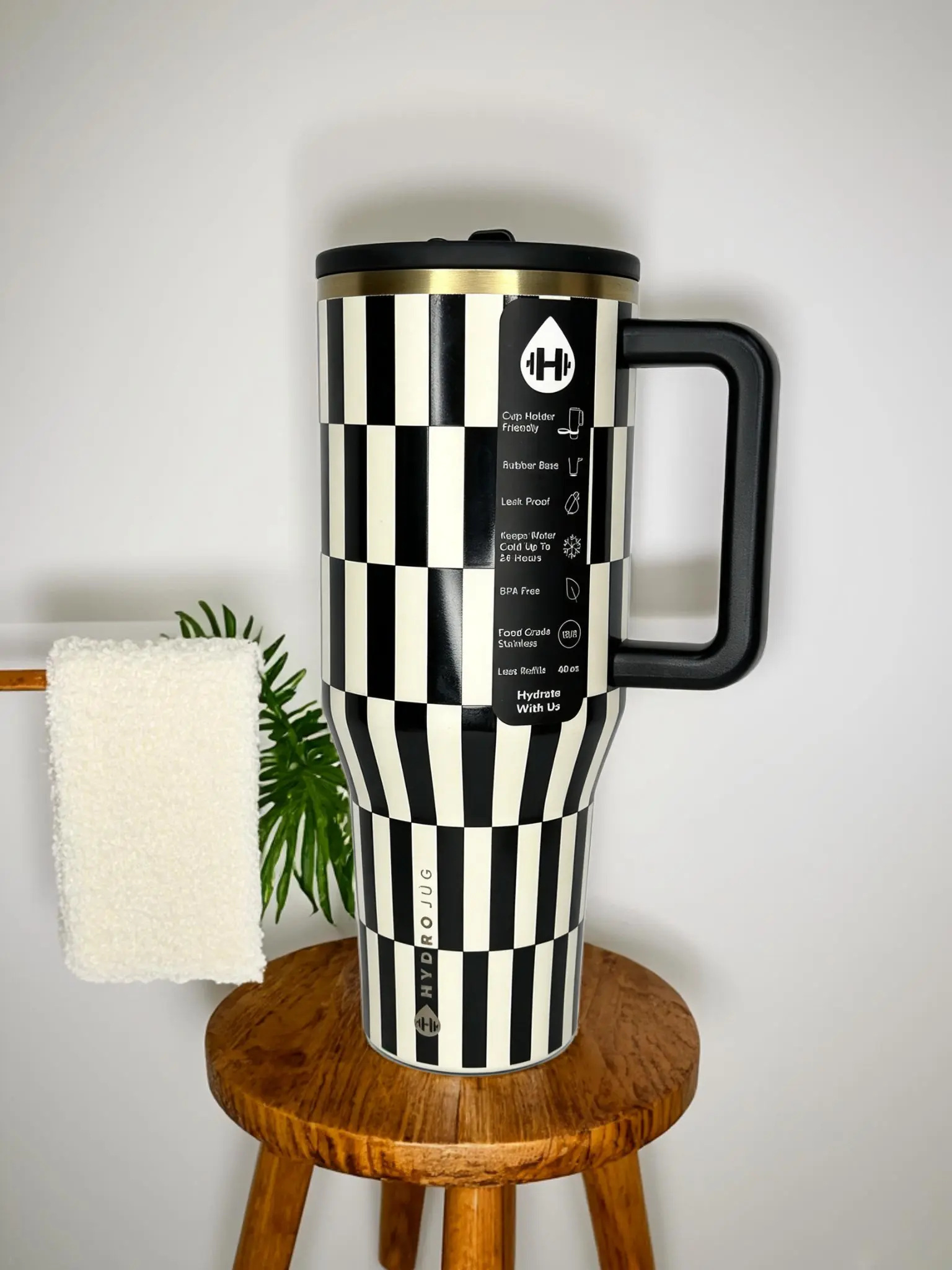 HydroJug 40oz Stainless Steel Vacuum Flask - Retro Nostalgic Style, Strange Story Theme, Leak-Proof, Anti-Scalding, Casual Black and White Drinkware for Adults (1,000-2,000 ml)
