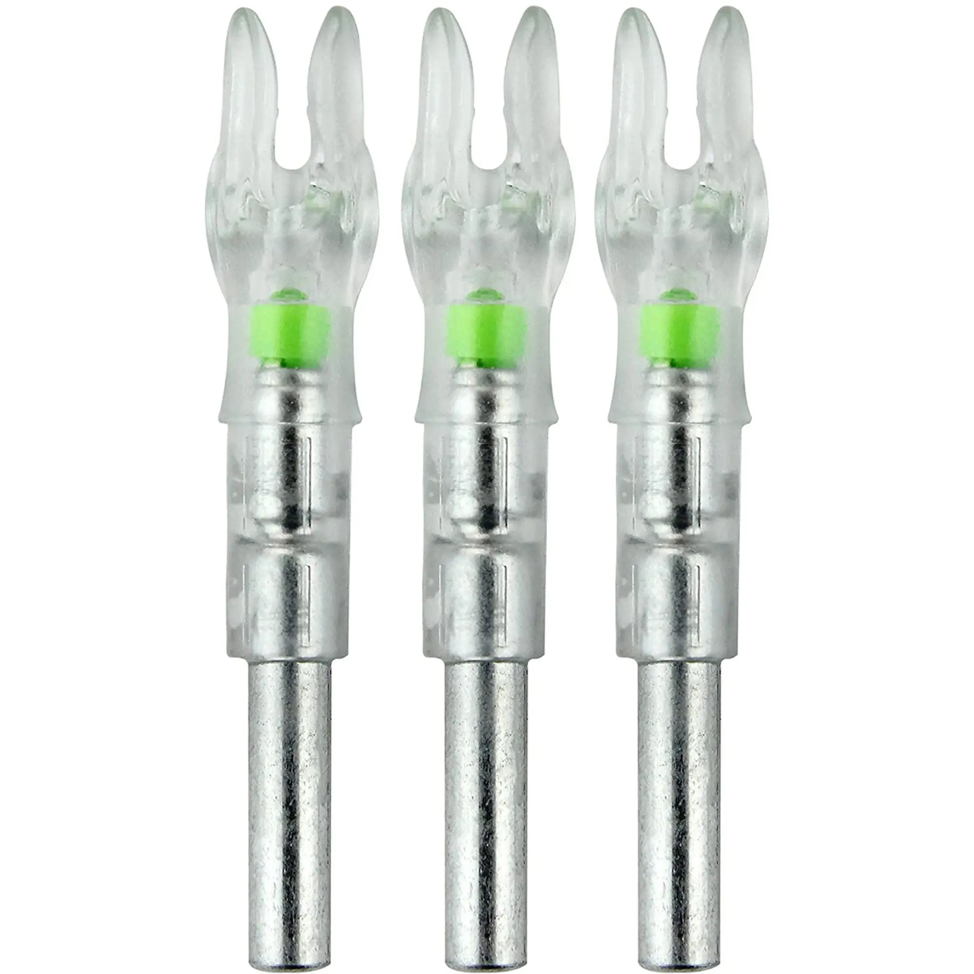 Nockturnal Green Lighted GT-Nock 3-Pack, Waterproof Archery Nock with Batteries, Wireless Bowstring On/Off Linear Switch