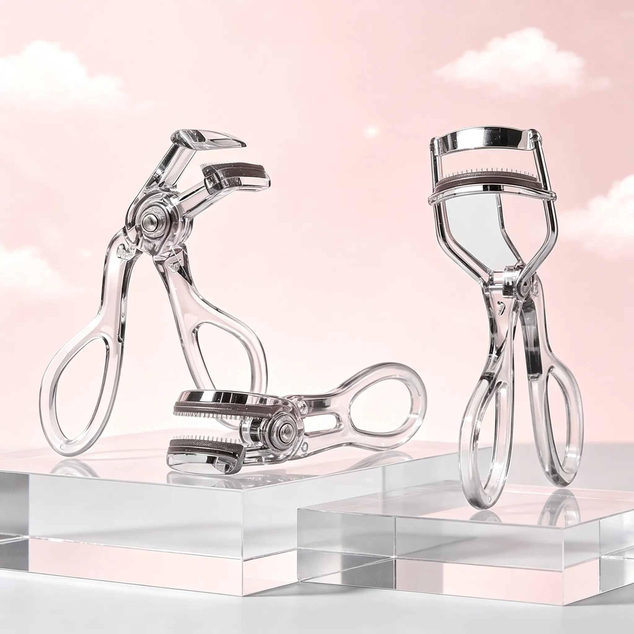 Clear Travel Size Transparent Eyelash Curler, Lightweight Curling Tool for Hooded Eyes, Hooded Almond Eyes and Round Eyes, Adapts to Straight Lashes & Stubborn Lashes, Great for Lash Clusters, Asians, Unisex Makeup Accessory for Outdoor Use