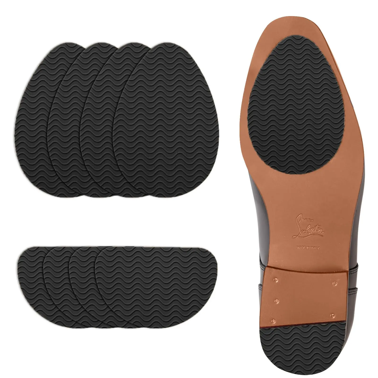 8 Pcs Enlarge Non-Slip Shoe Pads for Bottom of Shoes, Self-Adhesive Sole Protectors for High Heels & Flats, Anti-Skid Shoe Grips Stickers for Noise Reduction(4.3 in * 3 in/3.5 in *2.3 in) Universal Fit Premium Quality Material
