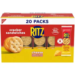 Cheese Sandwich Crackers, Lunch Snacks, 20 Snack Packs (6 Crackers Per Pack)